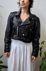 Cropped Leather Moto Jacket