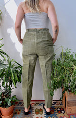 Olive Pleated Suede Pants