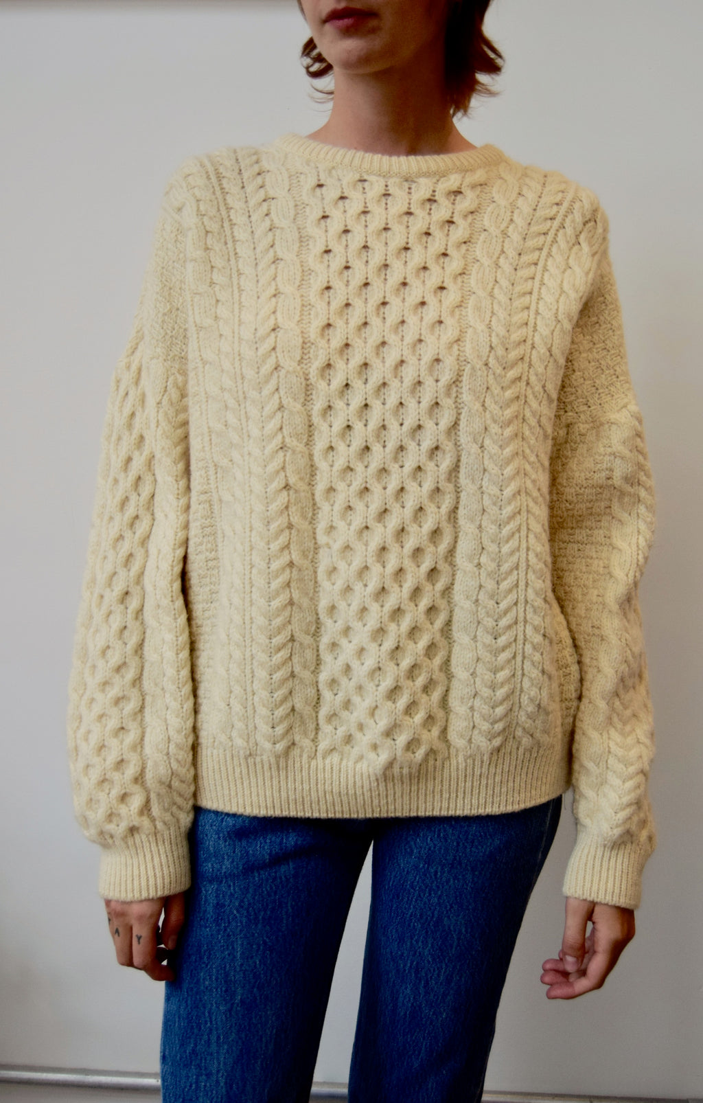 Cream Irish Knit Crewneck