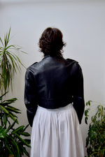 Cropped Leather Moto Jacket