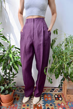 Aubergine Linen Trousers