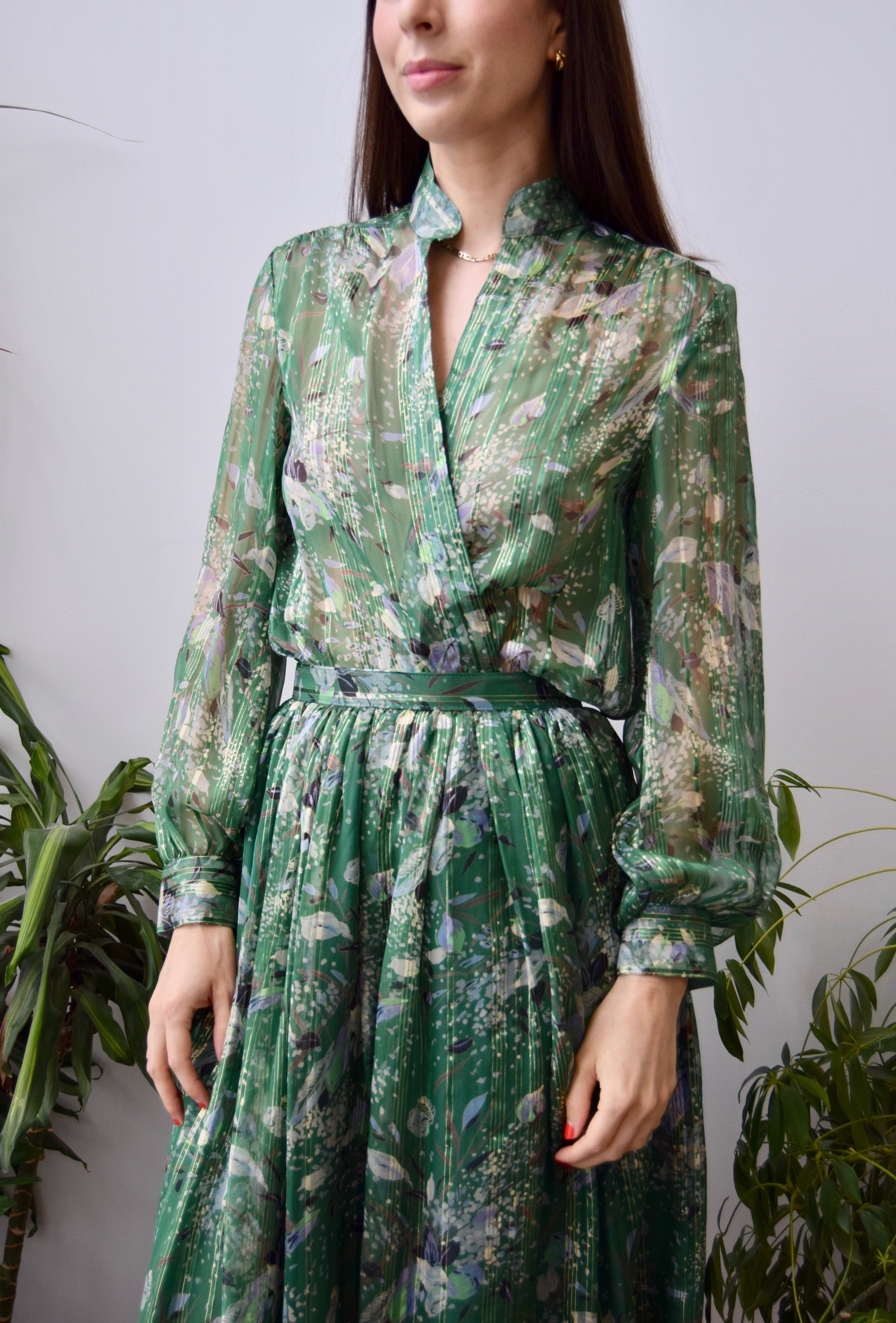 Spring Green Silk Floral Set