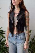 Contrast Fringe Leather Vest