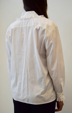 Cotton Escada Sheer Panel Ruffle Blouse