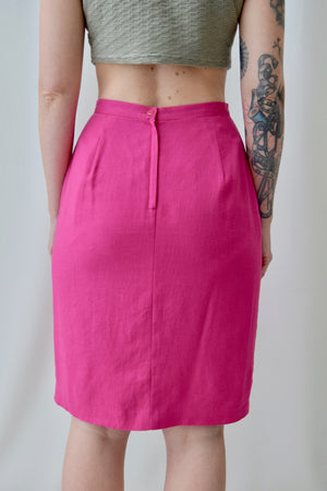 Fuchsia Linen Blend Skirt