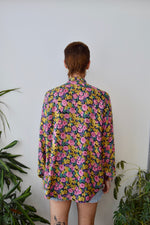 Nineties Chartreuse Floral Blouse