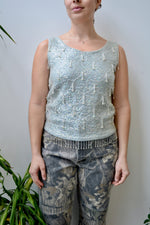 Seafoam Beaded Wool Blouse