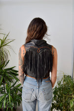 Contrast Fringe Leather Vest