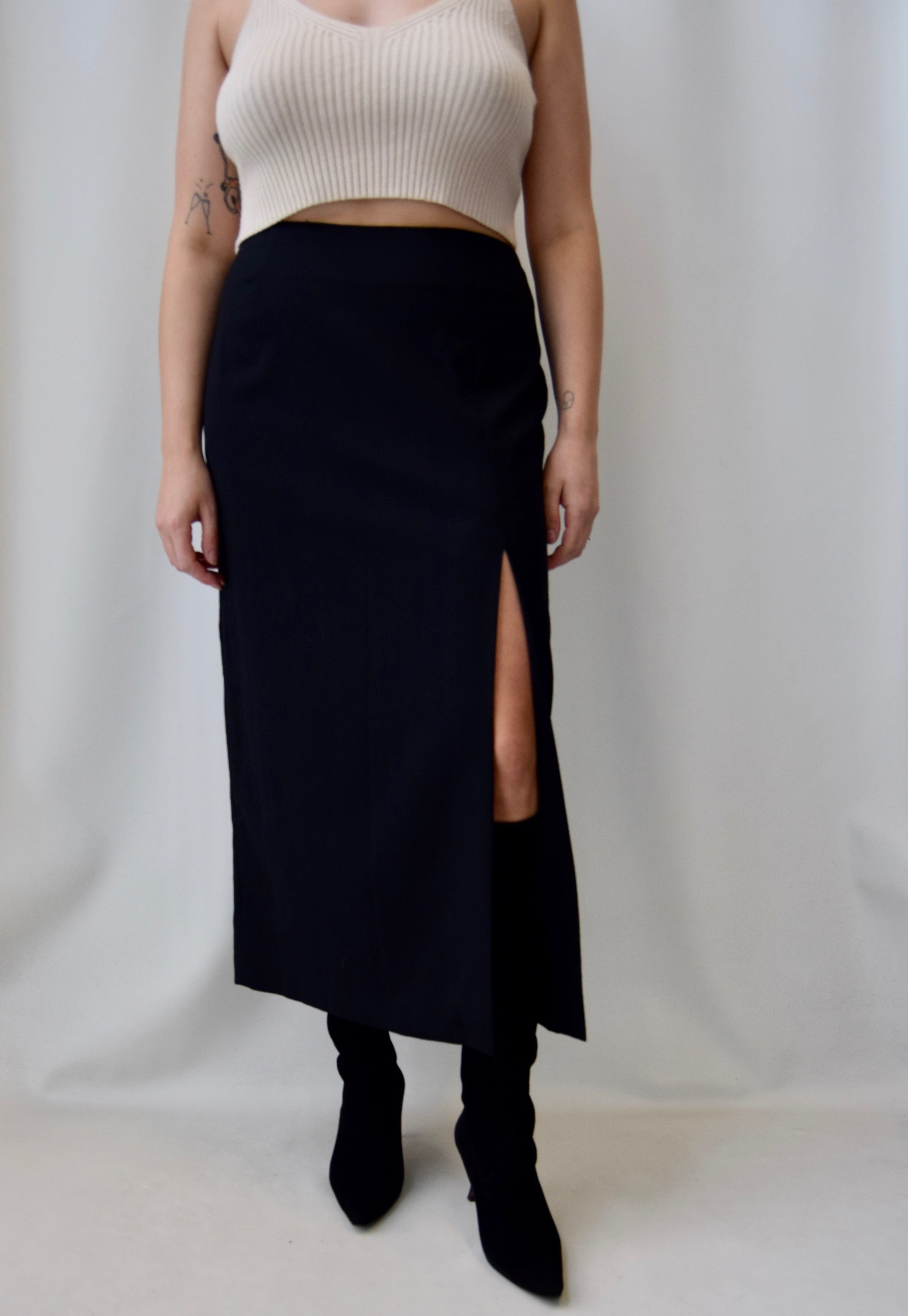 Sexy Wool Slit Skirt