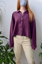 Boysenberry Cropped Linen Top