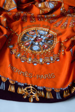 Vintage Hermes Scarf Cashmere Silk Parures Des Sables RARE