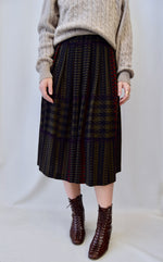 Eighties Pleated Houndstooth Wool Skirt