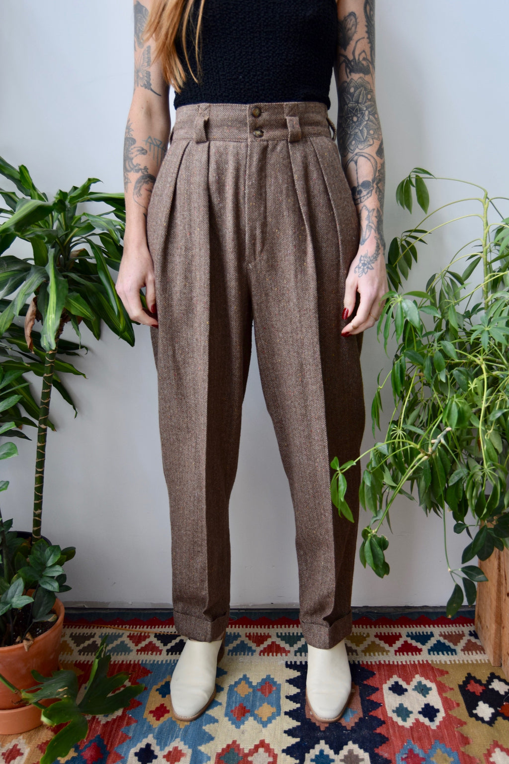 Herringbone Wool Trousers