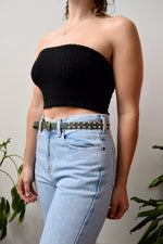 Green Studded Slim Belt