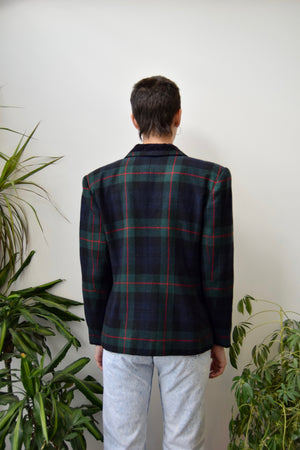 Plaid Wool Double Breasted Blazer