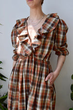 Seventies Plaid Ruffle Dress