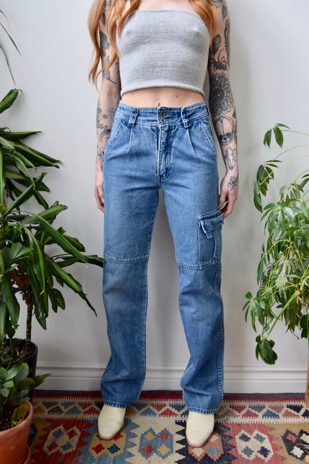 Pleated Cargo Jeans