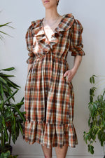 Seventies Plaid Ruffle Dress