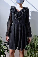 Seventies B&W Polka Dot Ruffle Dress