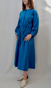 Turquoise Raw Silk Shirt Dress