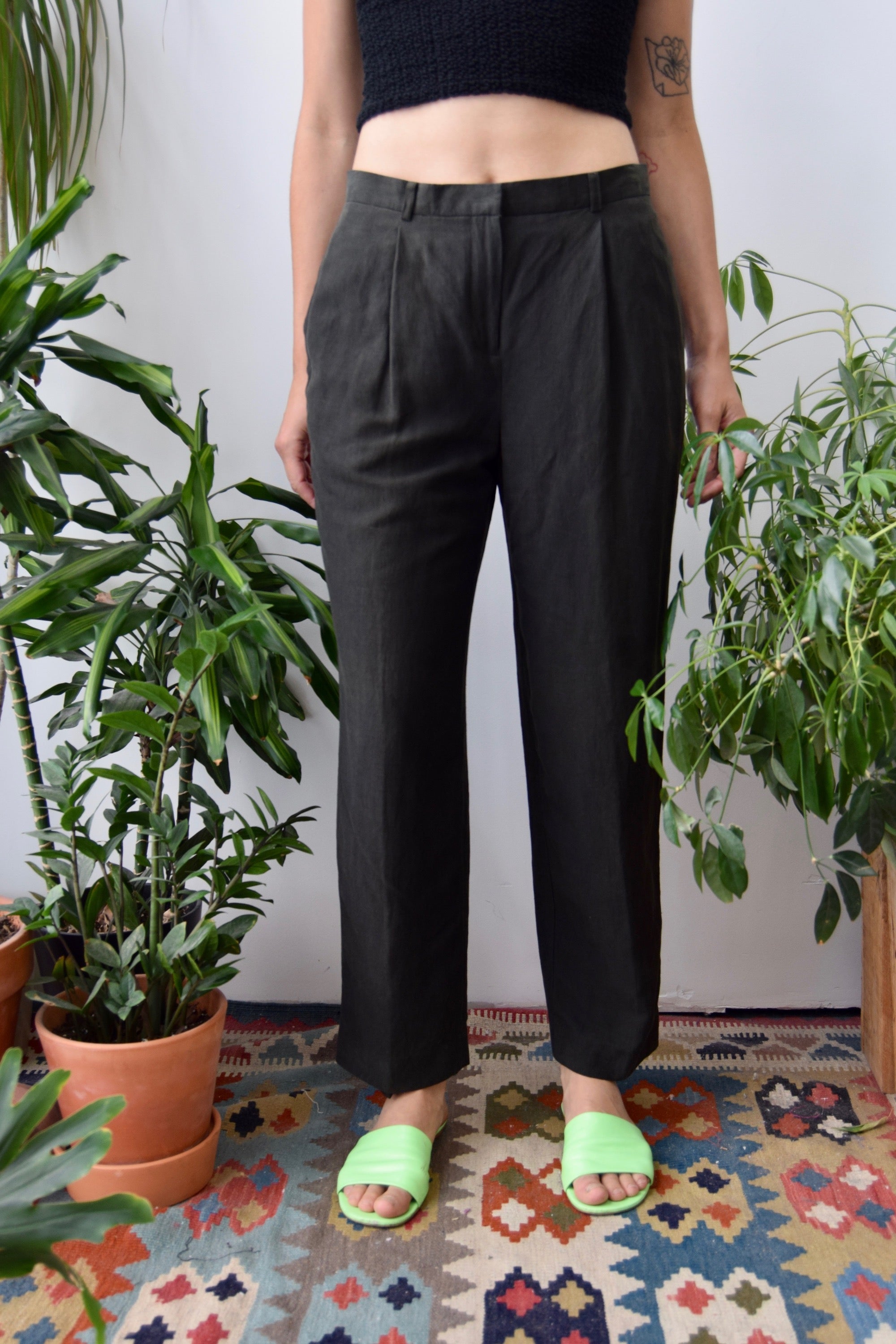 Onyx Silk and Linen Trousers