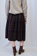 Eighties Pleated Houndstooth Wool Skirt