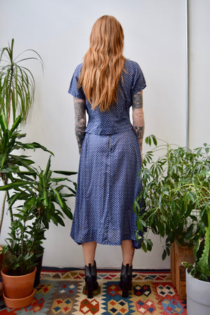 Forties Periwinkle Calico Two Piece Set