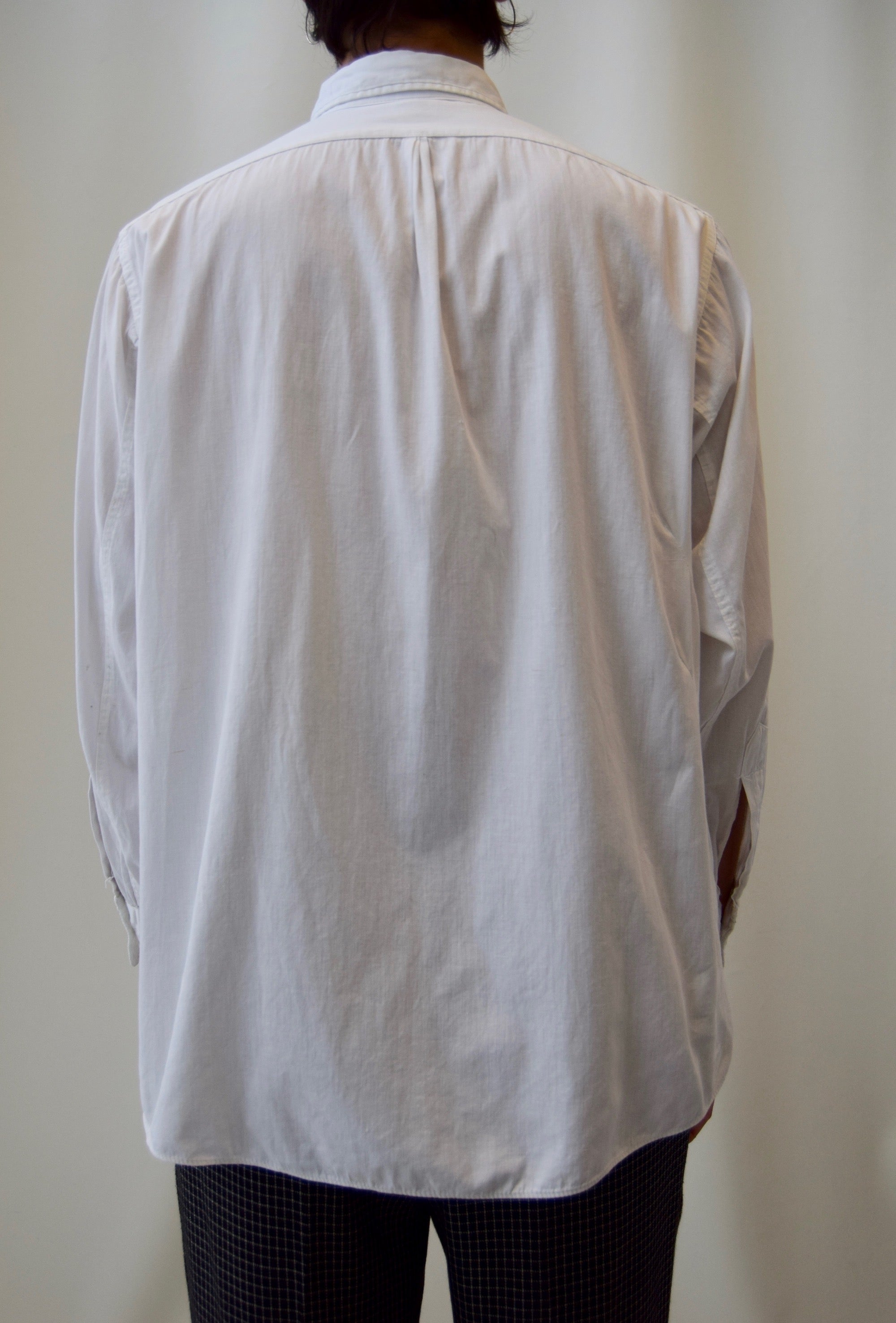 30's/40's Men's White Cotton Side Gusset Dress Shirt