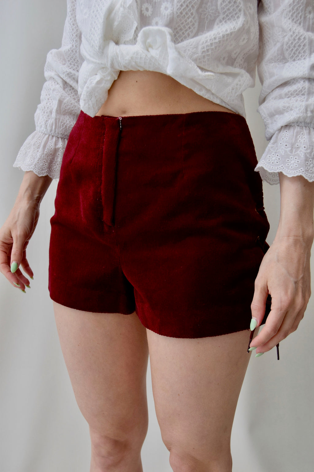 Velvet Lace Up Hot Pants