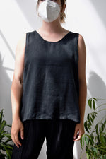 Black Linen Tank Top