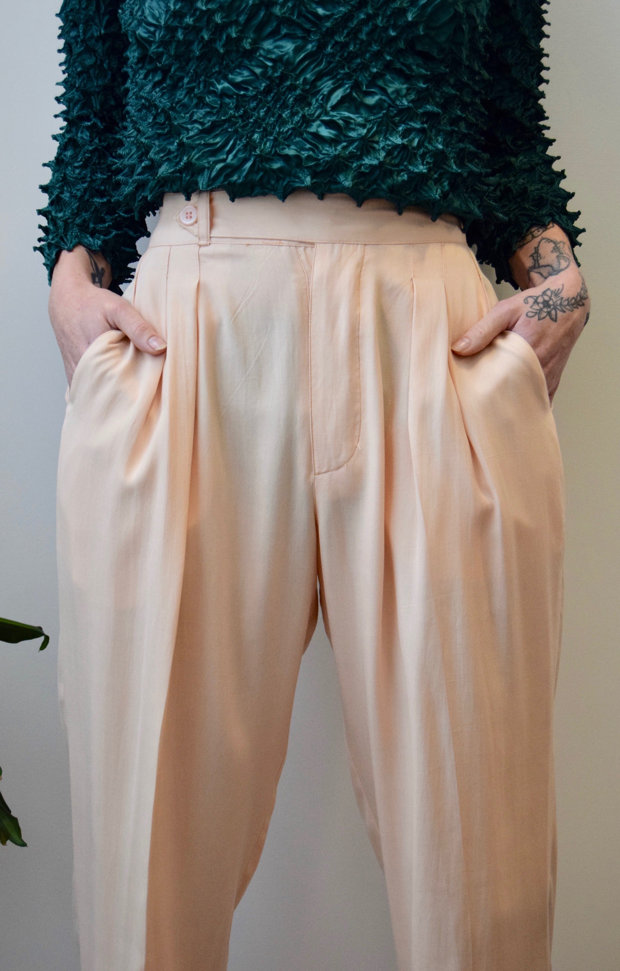 Powder Pink Silk Pants