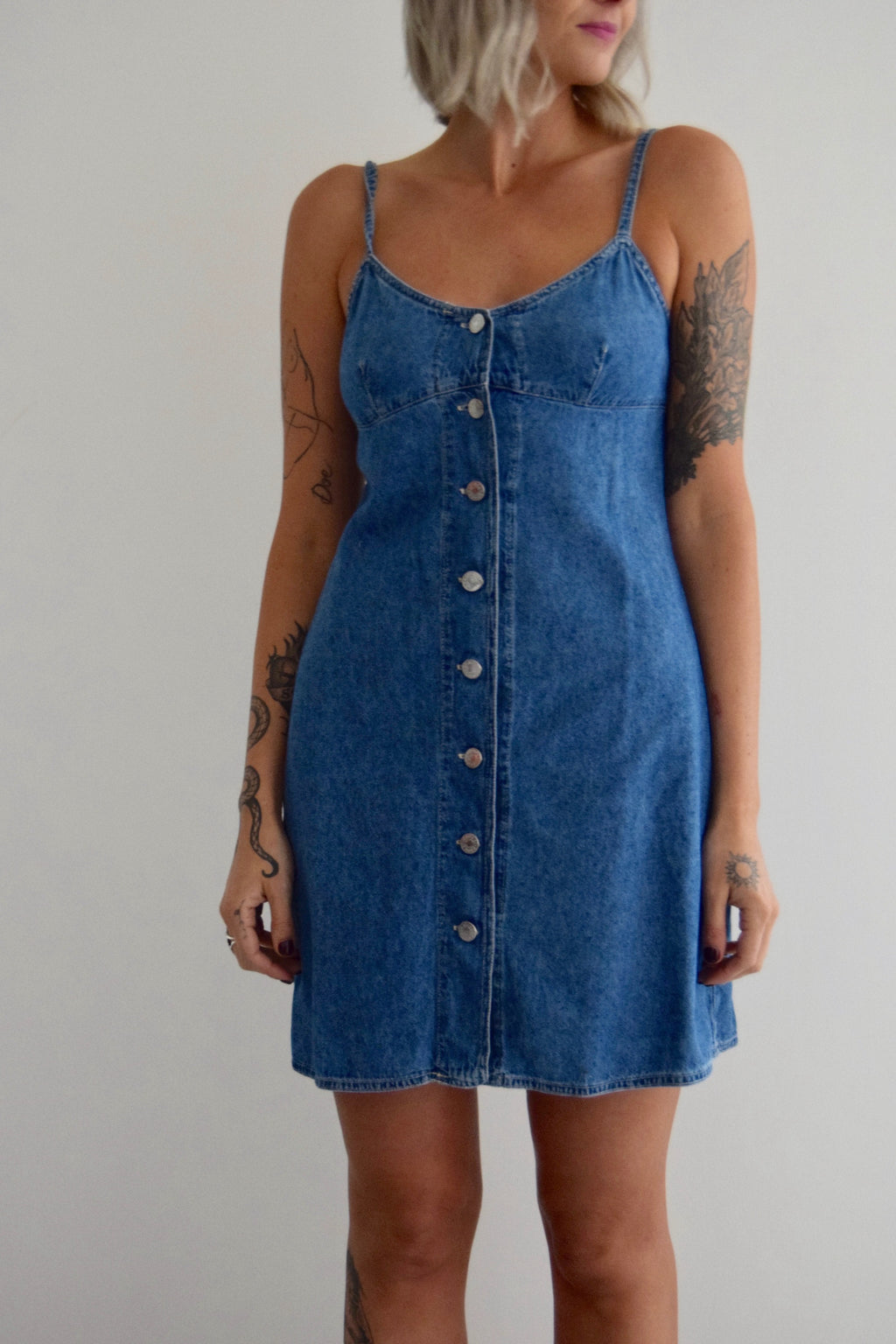 90's Denim Button Down Mini Dress