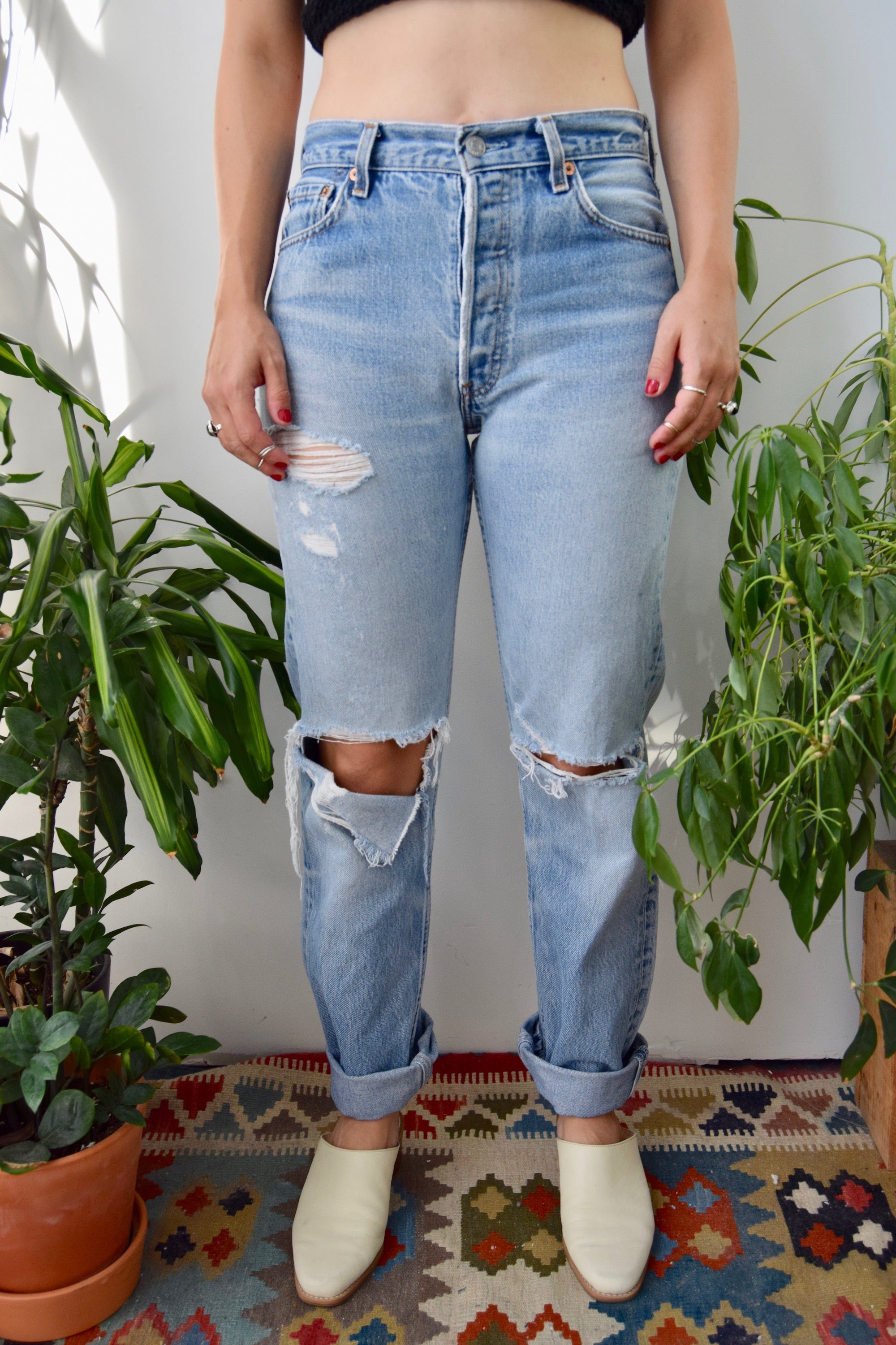 Worn levis clearance 501 jeans