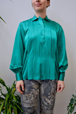 Emerald Silk Satin Blouse