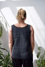 Black Linen Tank Top