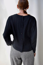 Black Silk Ruched Blouse