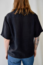 Boxy Black Linen Top