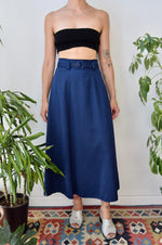 Navy Nineties Belted Skirt