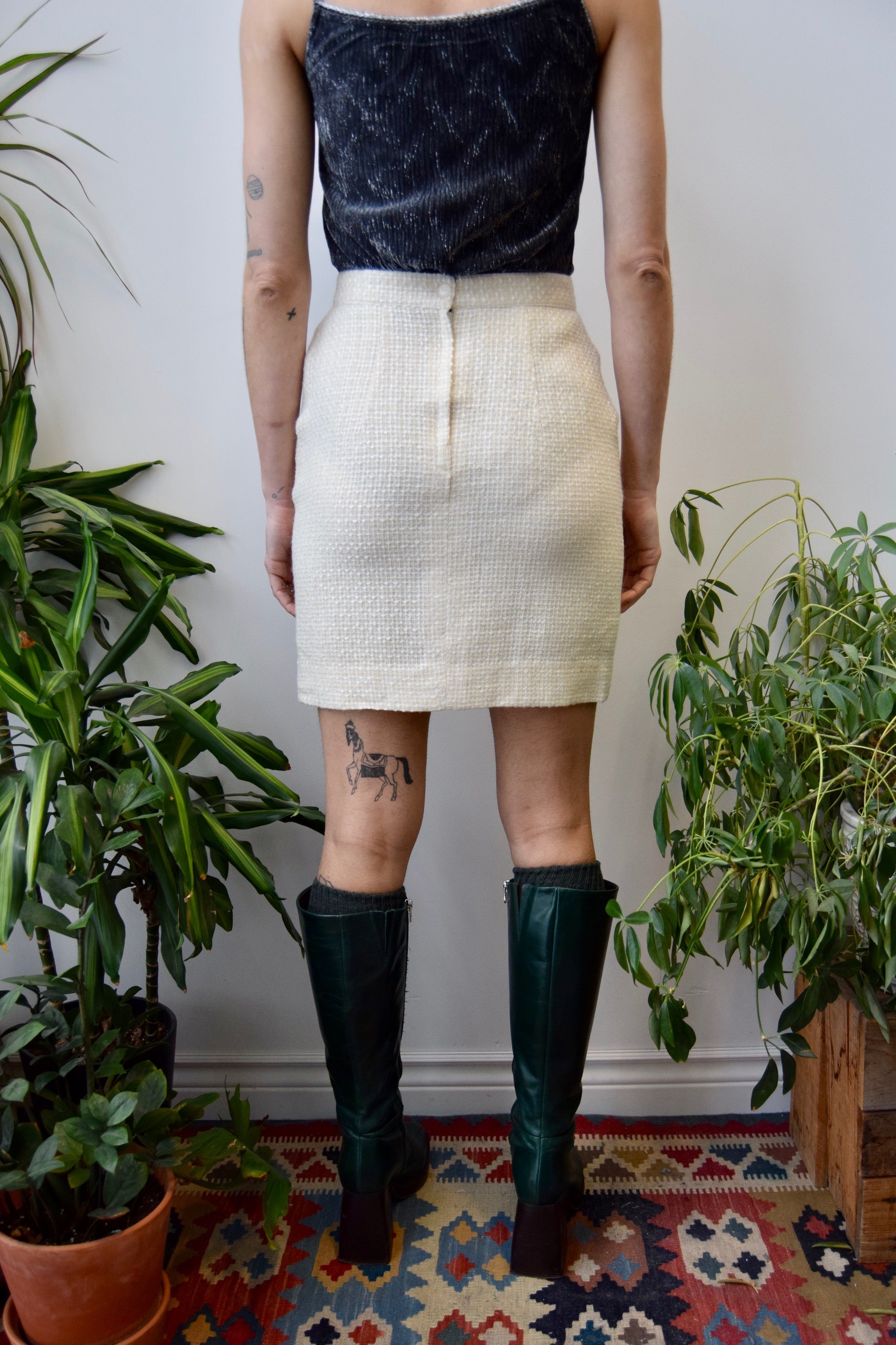 Cream Tweed Skirt