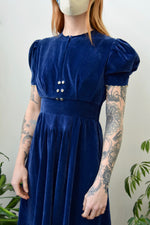 Forties Royal Blue Velvet Dress