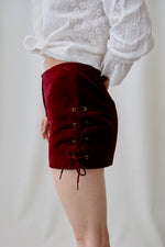 Velvet Lace Up Hot Pants