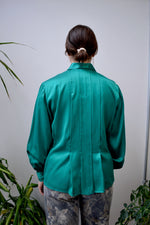 Emerald Silk Satin Blouse