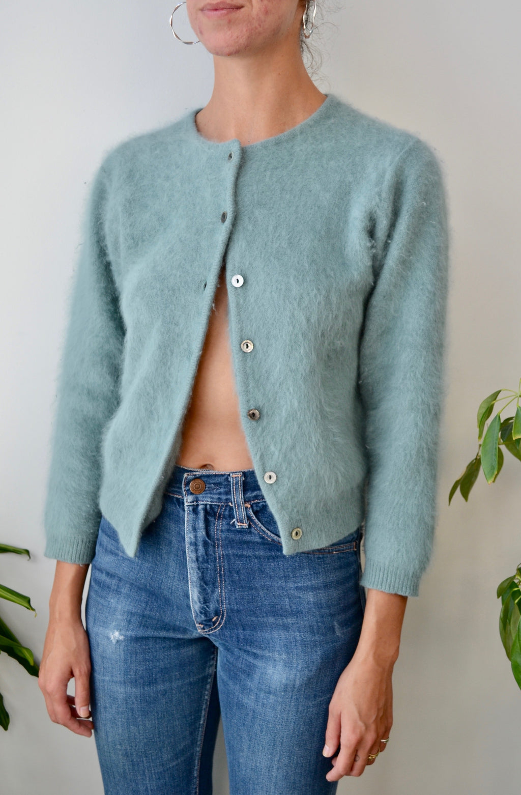 Seafoam Angora Cardigan