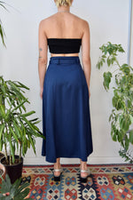 Navy Nineties Belted Skirt