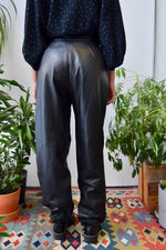 Pleated Leather Trousers