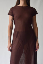 Sheer Chocolate Brown Midi Dress