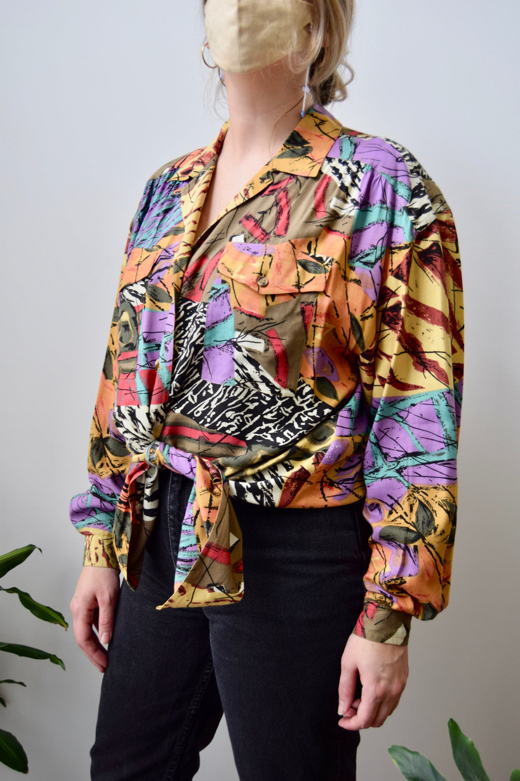 Abstract Rayon Button Up