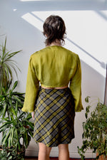 Chartreuse Silk Wrap Top