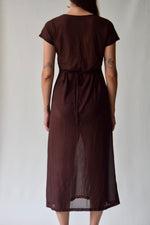 Sheer Chocolate Brown Midi Dress