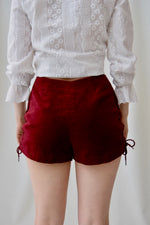 Velvet Lace Up Hot Pants